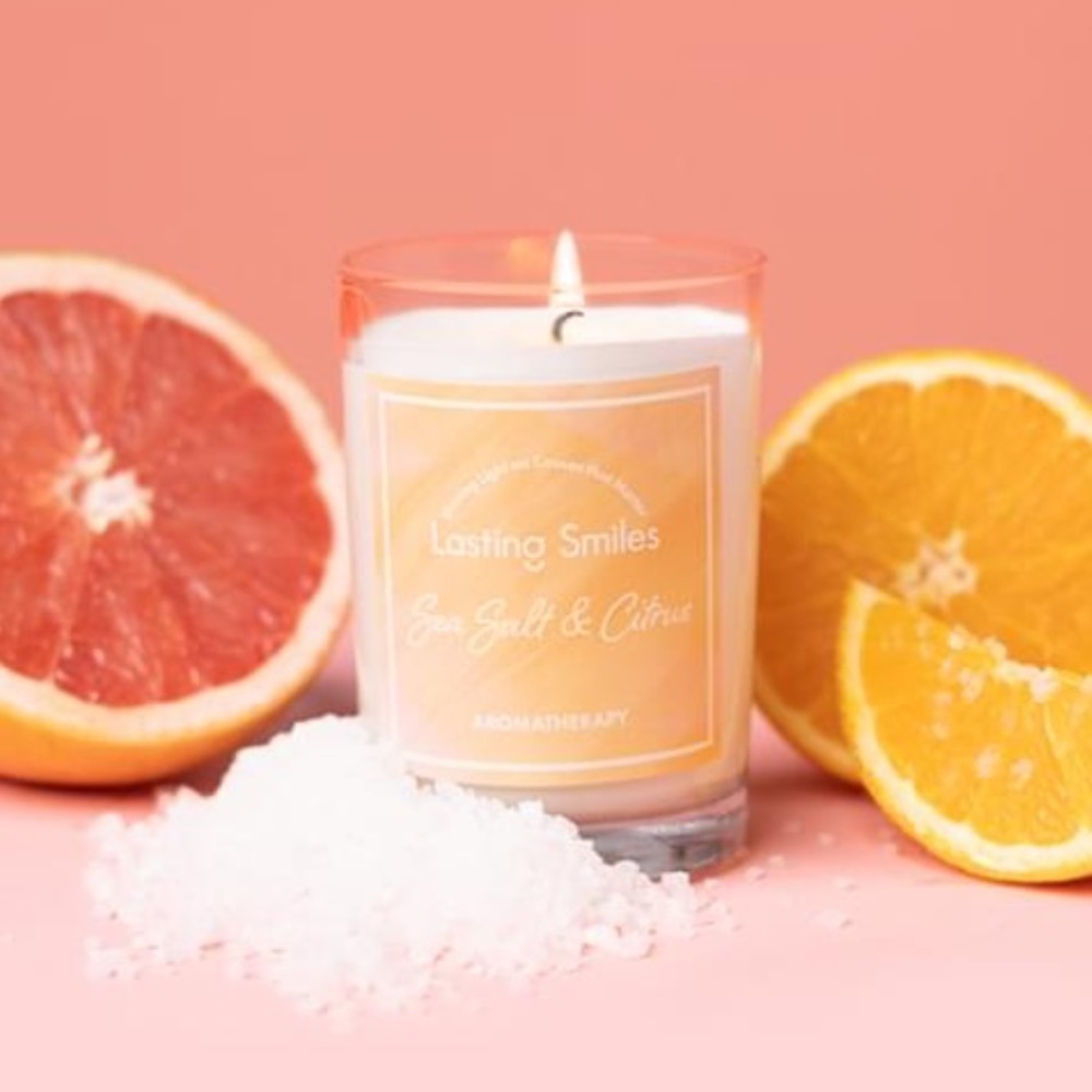 Lasting Smiles Aromatherapy Sea Salt & Citrus Candle NIB